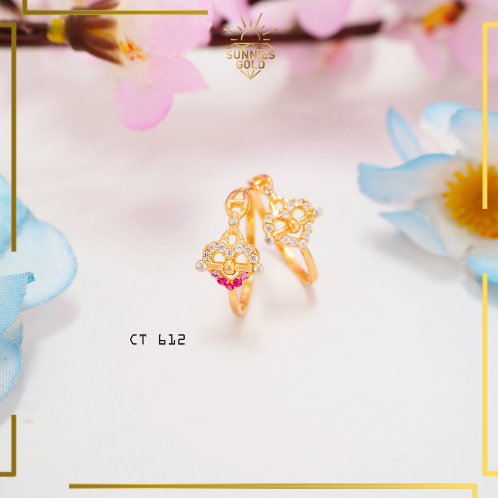 CINCIN WANITA EMAS ASLI KADAR 8K MOTIF KASUAL LOVE MATA MEWAH CINCIN CEWEK SIMPLE ELEGAN - CT 612