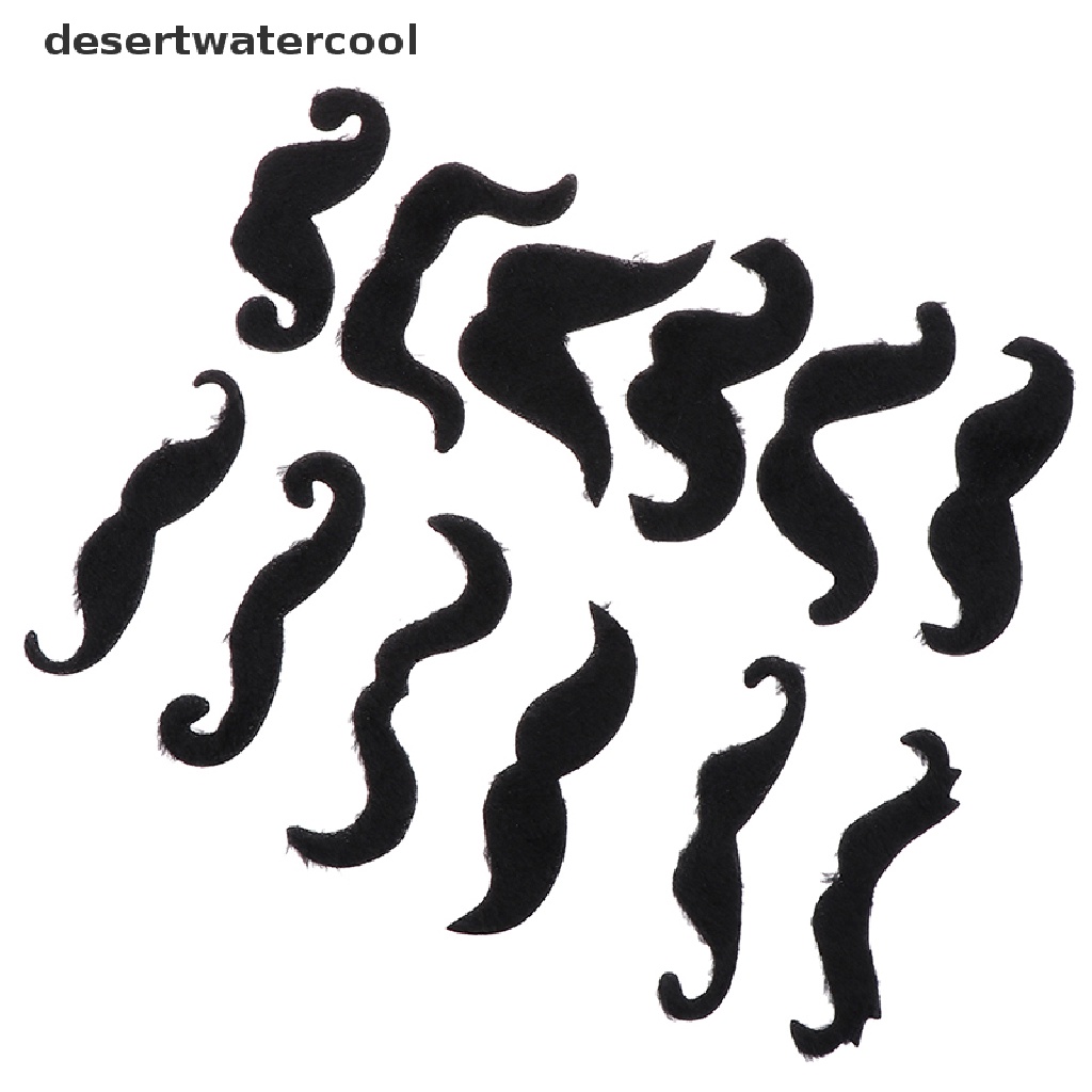 12pcs / set Kumis Palsu Warna Hitam Dengan Perekat Untuk Perlengkapan Pesta