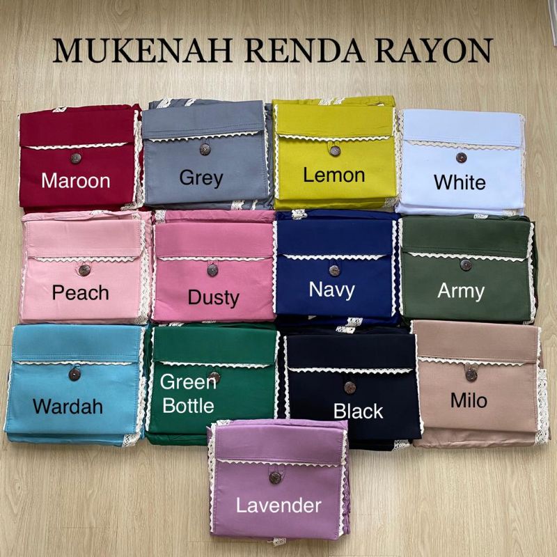 Rayon mukena dewasa renda katun rayon.