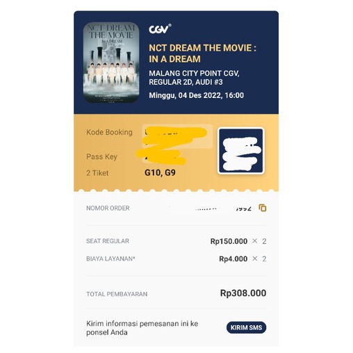 Tiket NCT Dream The Movie: In A Dream CGV Cinepolis Malang City Piont Matos Kursi Tengah Free Offici