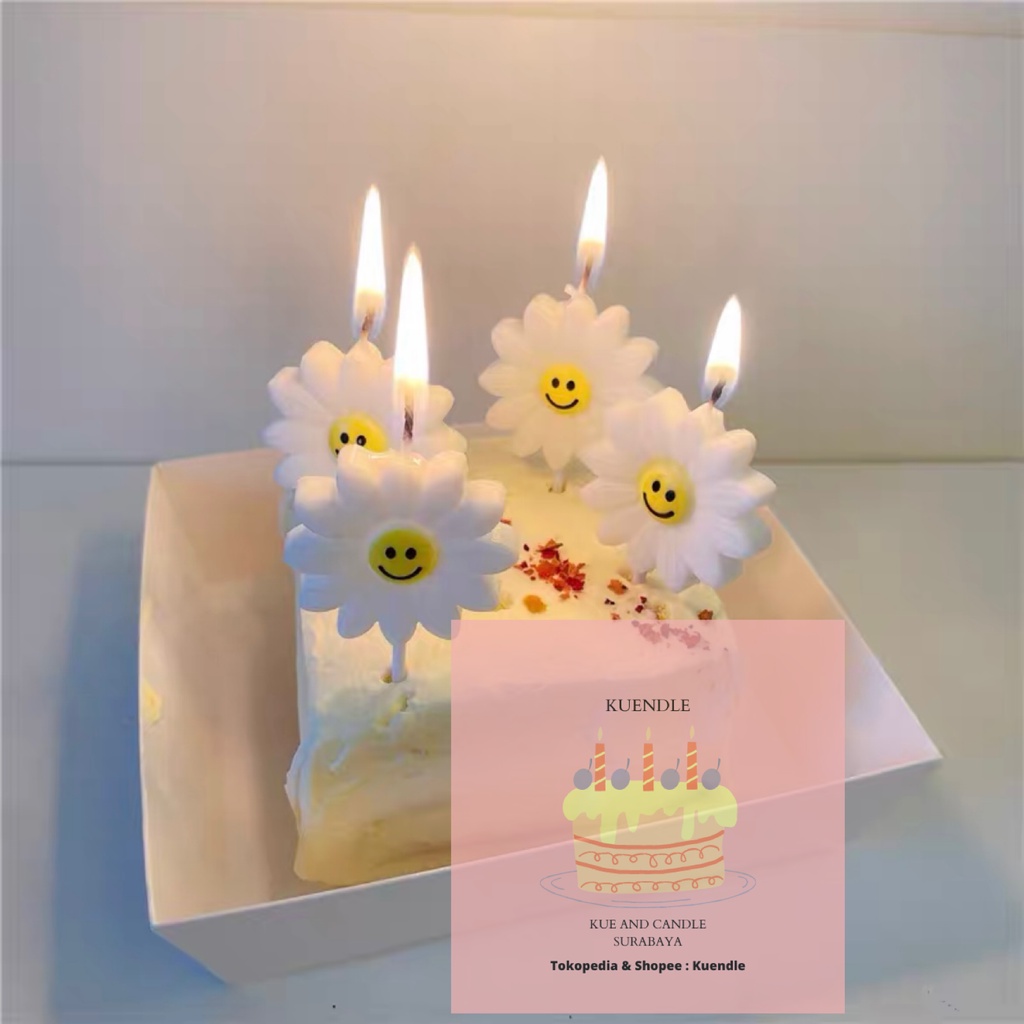 Lilin Kue Ulang Tahun Korea Smiley Teddy Bear Flower