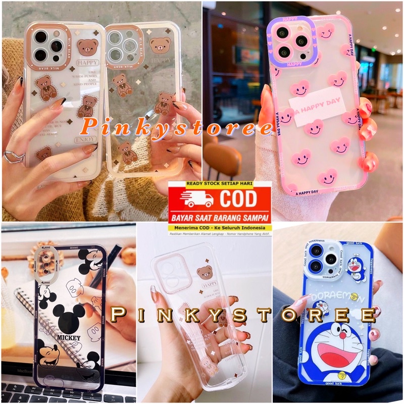 CASE IPHONE 14/ 14PRO/ 14PRO MAX/ IPHONE 13/ 13PRO/ 13PRO MAX/ SOFT CASE PROTECTOR CAMERA/ CASING BERUANG/ BEAR/ DORAEMON/ MICKEY/ LOVE PINK