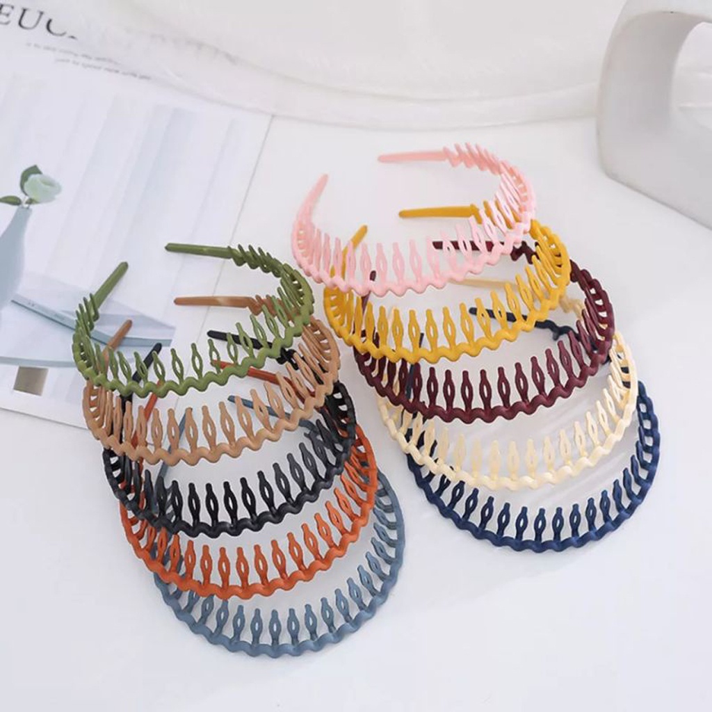 ☀ INDOLAND ☀ Bando Sirkam Doff Untuk Pria Wanita Model Korea Bandana Zigzag Matte Comb Headband R832