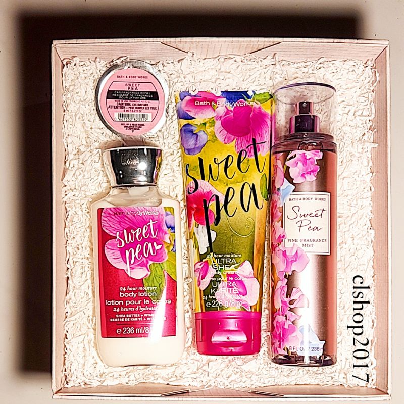 BBW SWEET PEA GIFT SET PAKET BATH &amp; BODY WORKS