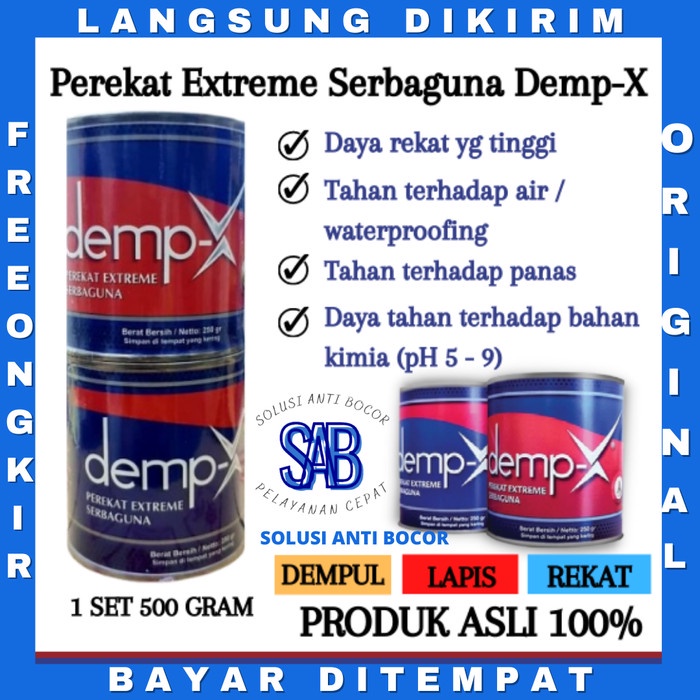 Lem Epoxy Anti Bocor DEMP-X 500g Merekat Dalam Air Kolam Ikan - Renang