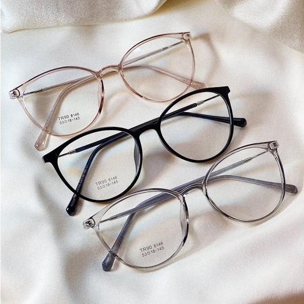 Fashion Kekinian 8146 Kacamata Fashion Model Semi Cat Eye Frame 8146 Bisa Normal Minus Cylinder 8146