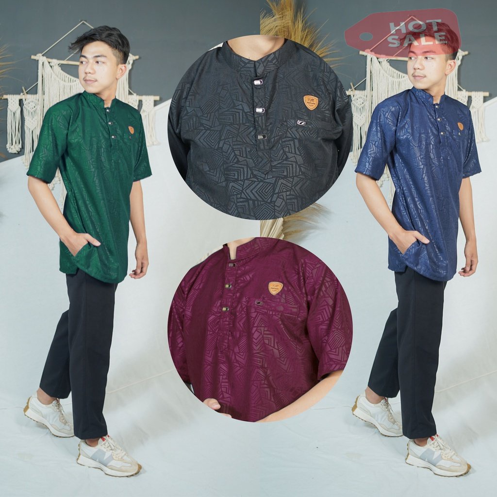 KOKO EL MADINAH/baju koko pria dewasa lengan pendek/baju muslim premium /baju muslim era baru