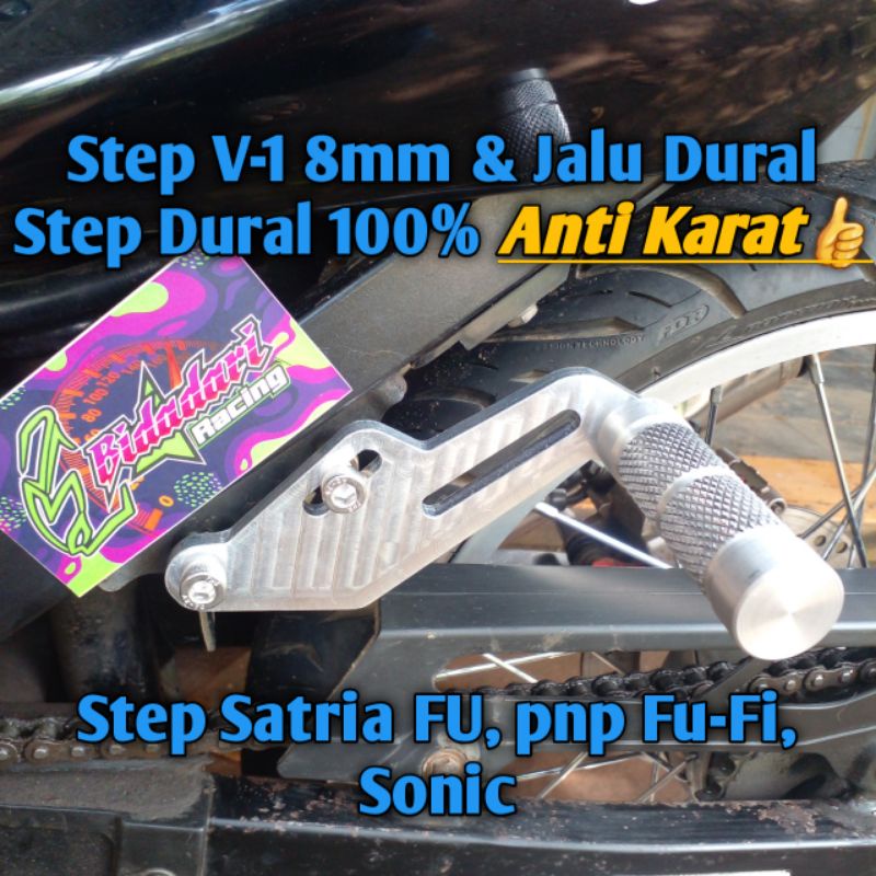 Step Boncengan Satria FU Versi-1 8mm & Jalu Dural Custom pnp Fu-Fi, Sonic. Step Boncengers Satria FU