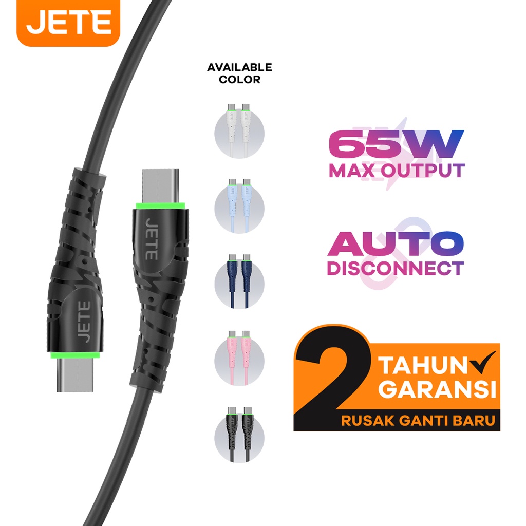 JETE Kabel Data USB Type C to Type C Tiny 5 Fast Charging 65W - Garansi 2 Tahun