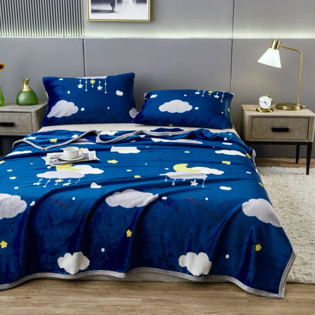 Selimut Bulu Dewasa Uk 140x200 Motif Star Night