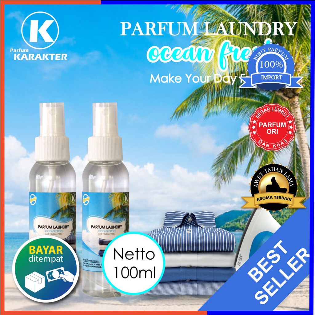 [ TESTER ] Parfum Laundry OCEAN FRESH | Untuk Setrika Pakaian Model Botol Spray | Kemasan 100ML | Bisa COD