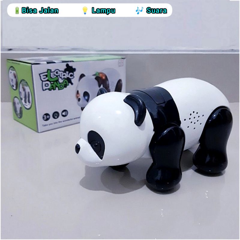 Mainan Anak Panda Berjalan Edukasi ada Lampu Suara Musik - Boneka Hewan Figure Binatang Panda Batera