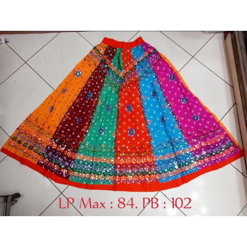 KUALITAS PREMIUM ROK INDIA LEBAR MEWAH MOTIF KELILING DEPAN BELAKANG JAIPUR ETNIK BOHO BOHEMIAN