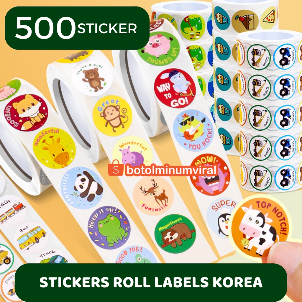 Sticker Reward Label Isi 500 pcs Bulat Nilai Anak Paud TK Sekolah Lucu