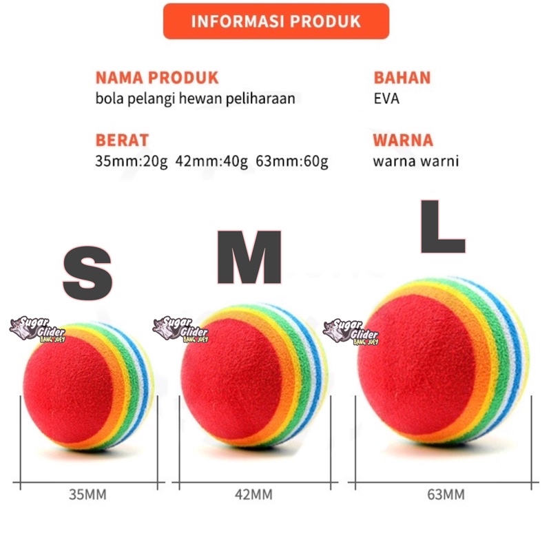 MAINAN RAINBOW BALL Bola Kucing Kitten Anjing Dog Toys Cat Mainan Gigitan Kucing Burung Hamster