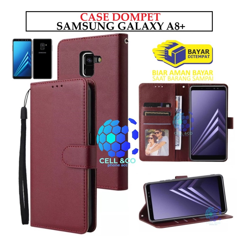 SAMSUNG GALAXY A8 PLUS CASE FLIP LEATHER WALLET PREMIUM FLIP CASE BUKA TUTUP KESING HP CASING FLIP CASE WALLET SAMSUNG GALAXY A8+