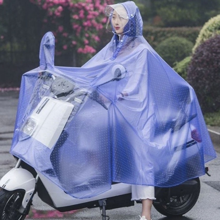 Single 1 Lubang Jas Hujan Ponco Motor Full Body + Penutup Muka 0840