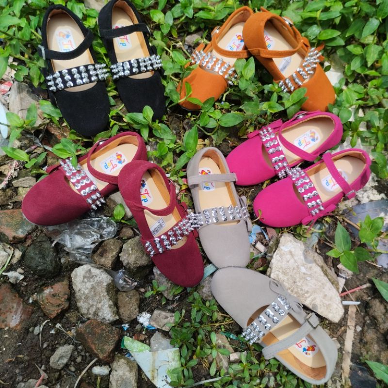 khainuna flatshoes anak perempuan model Payet panjang size 22-25 26-30