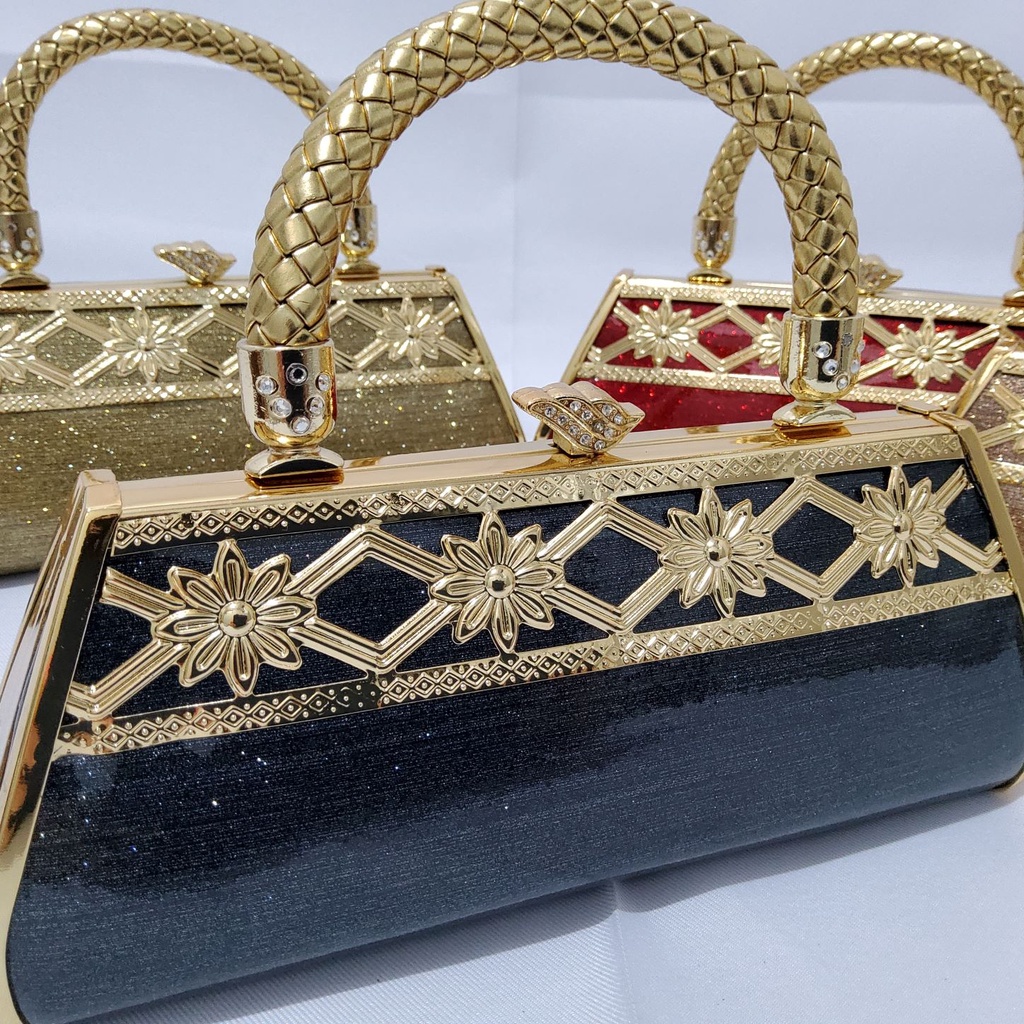 Tas Pesta Farnell Import Diamond Party Clutch 2586 Mewah Elegan