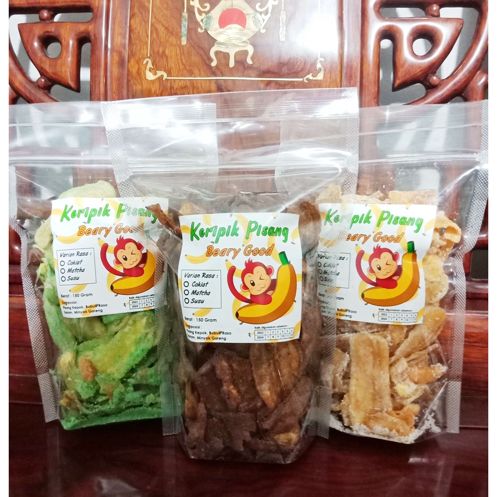 Jual Keripik Pisang Coklat Matcha Susu Beary Good Kripik Banana