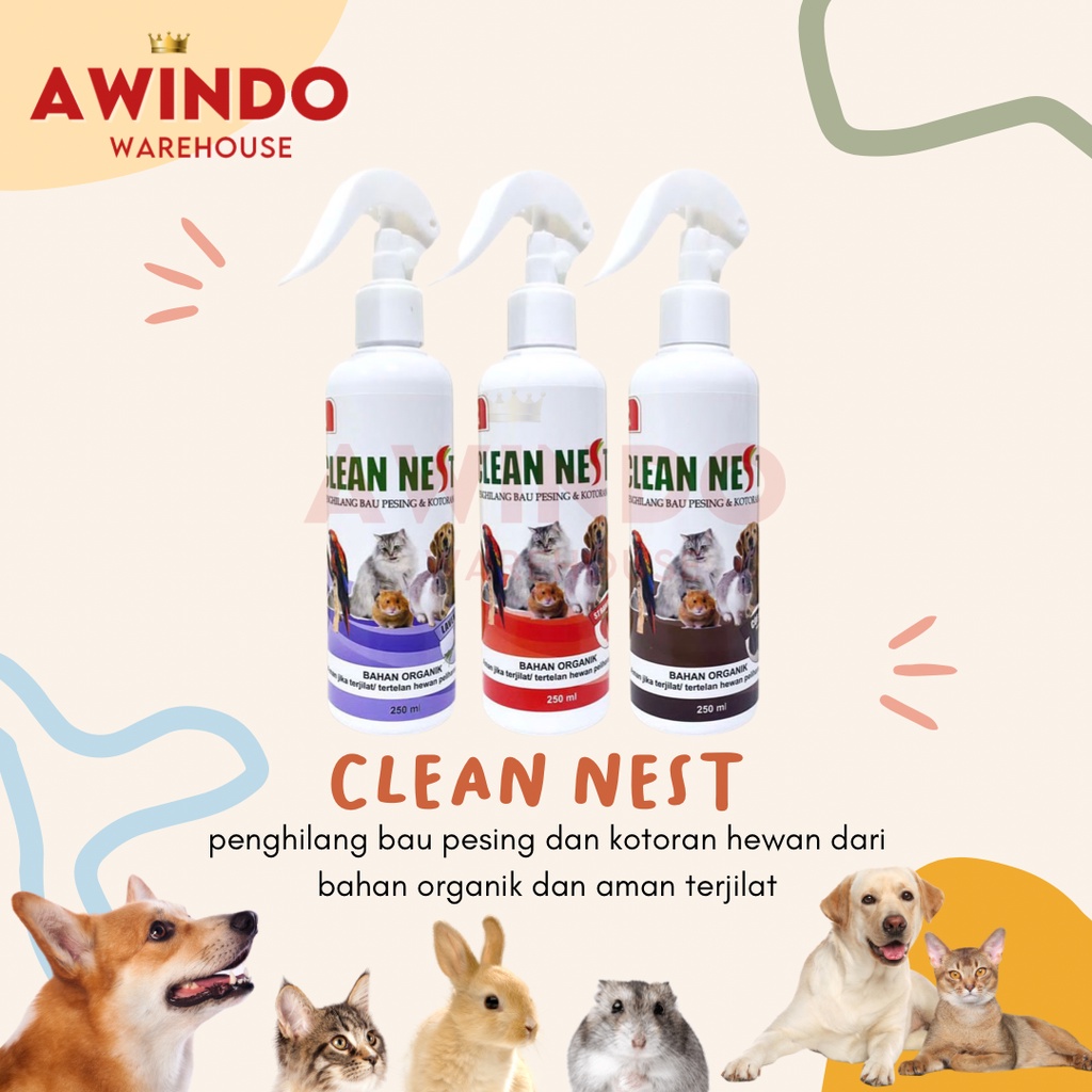 Spray Penghilang Bau Pesing Kotoran Clean Nest Odornox Kandang Hewan Kucing Anjing Kelinci Burung Hamster Sugar Glider