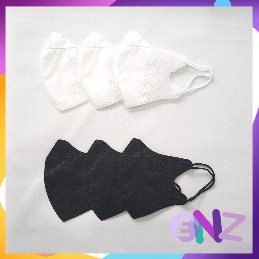 ENZ ® MASKER DUCKBILL DUCK BILL FACEMASK FACE MASK DISPOSABLE 3PLY 3 PLY HITAM PUTIH ISI 50 PCS UKURAN DEWASA 1027