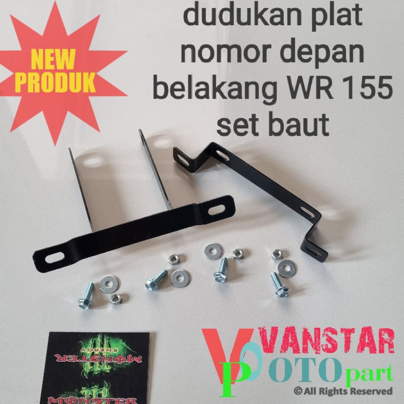 breket pangkon plat nomor depan belakang wr155 wr 155 set baut sesuai foto