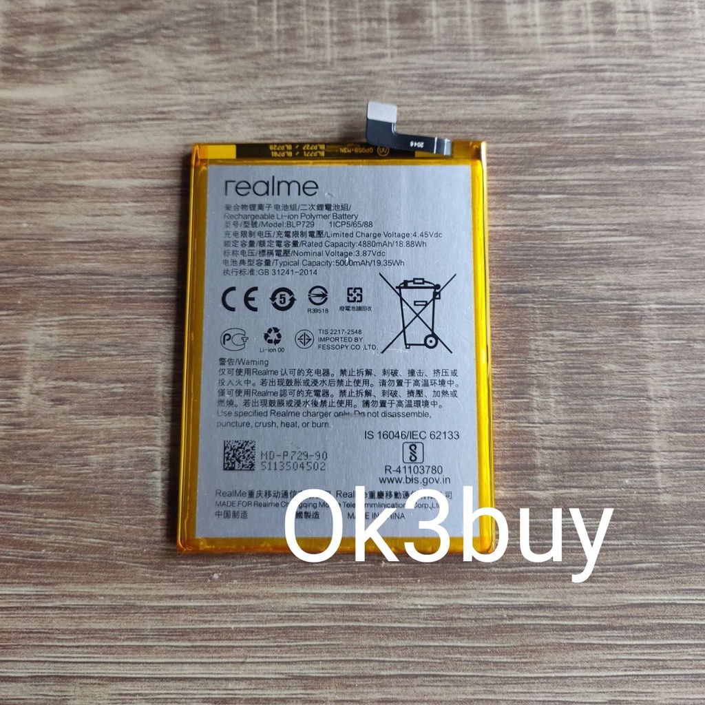 ORIGINAL 100% - Baterai Batre OPPO REALMI C3 RMX2027 RMX20202 BLP729 ORIGINAL 100% BLP-729 Batu Batt