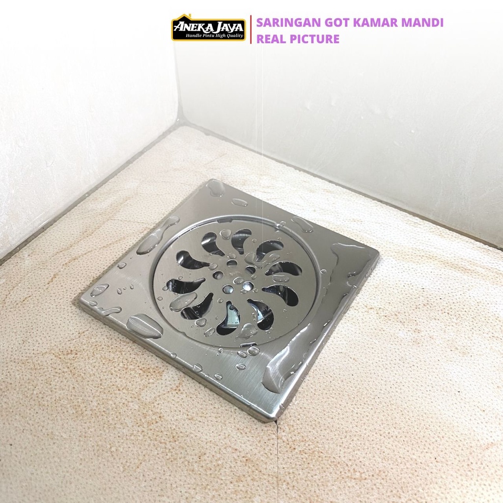 Saringan Got Kamar Mandi Floor Drain Stainlees Pembuangan Air Kamar Mandi - Silver Hitam