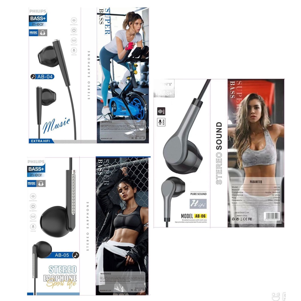 SULTAN NEW PROMO HEADSET PHILIPS SERI AB ~ PHILIPS AB-04/PHILIPS AB-05/SONY AB-06 STEREO EARPHONE SUPER BASS