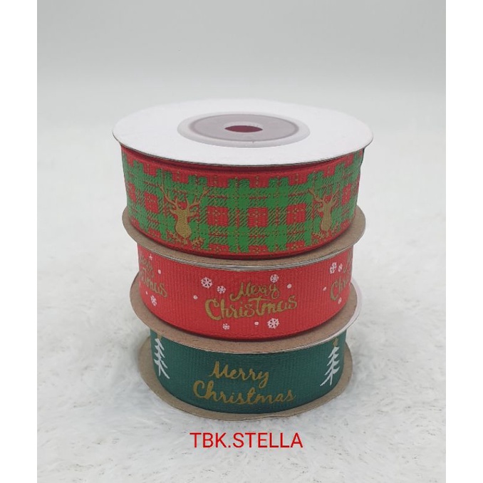 

PITA KADO NATAL HAMPERS MERRY CHRISTMAS RIBBON 2 CM 9 METER