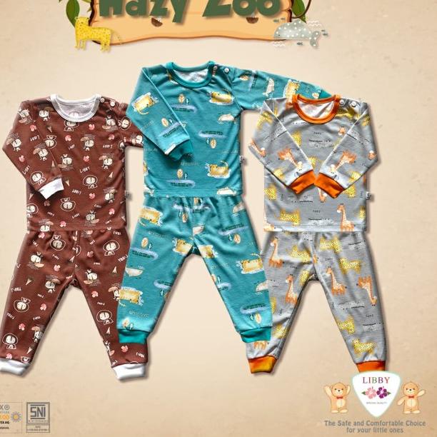 Libby Baby HAZY ZOO 3STEL Setelan Panjang Kancing Pundak - SMALL