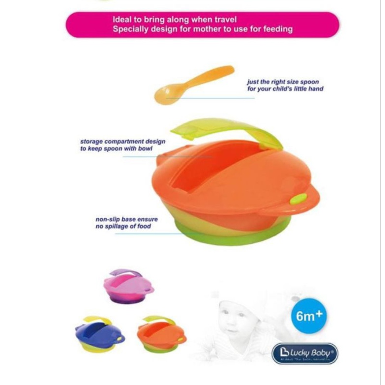 Set Mangkok dan Sendok Bayi NUK Weaning Bowl With Spoon Blue / Lucky Baby Astro Feeding Bowl