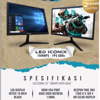 MONITOR LED QWERTY 19 INCH HDMI + VGA