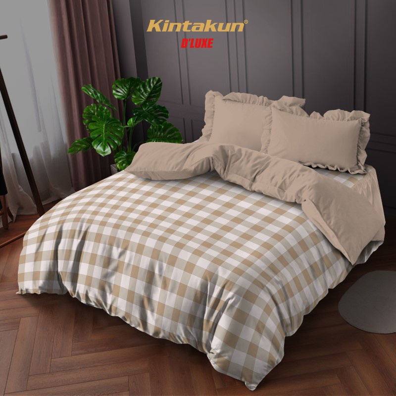 Kintakun Bedcover Set Rumbai 160/180 Litani Aesthetic Dluxe Microtex Coklat