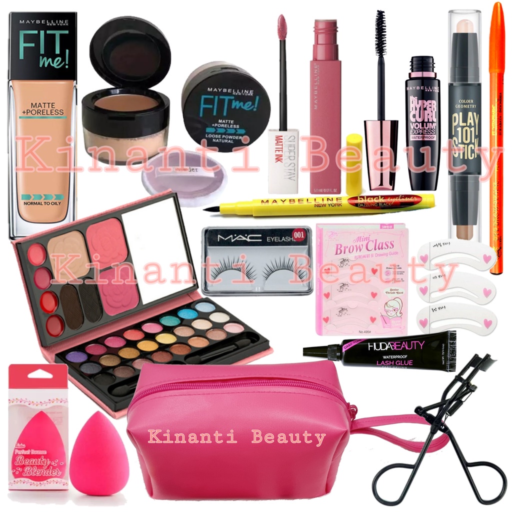Paket Kosmetik Maybelline 13 in 1/Paket Make Up Maybelline 13 in 1/Gratis Tas Make up/Fondation/Beda