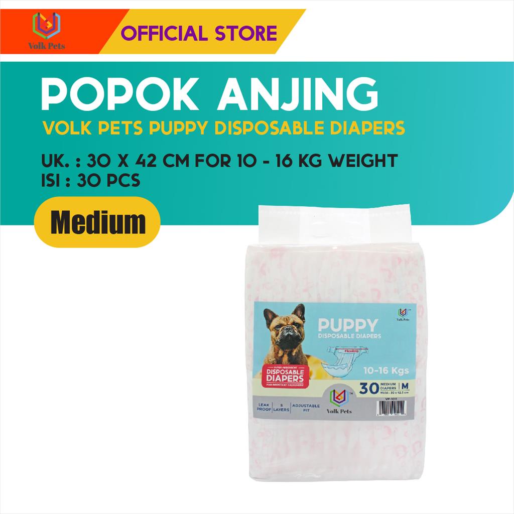 Volk Pets Puppy Disposable Diapers Medium Isi 30 pcs / Popok Anjing