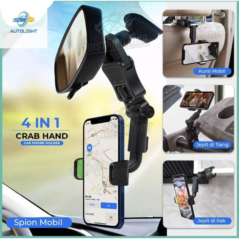 Phone Holder Mobil Universal 4 in 1 Dudukan HP Fleksibel Original Car Phone Holder Gantung 360°