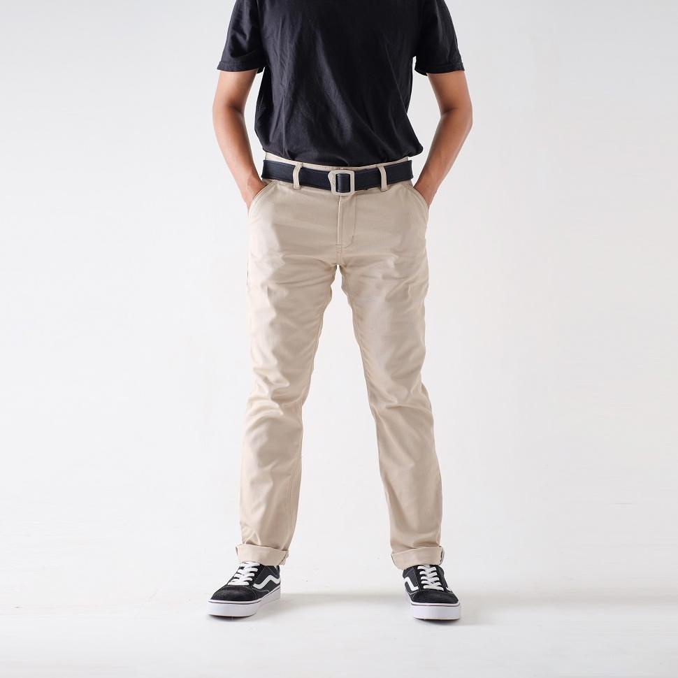 Celana Panjang Pria Chino Modern Chinos Slim Fit Trust Denim Clinton Cream Selvedge Accent Slimfit C