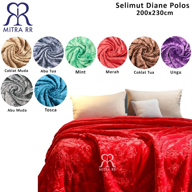 Selimut Bulu Jumbo Ukuran 200 x 230cm Selimut Diane Polos Salur Pinggiran List