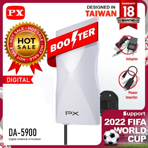 Antena TV Digital Analog PX DA 5900 Kabel 12M Booster Indoor-Outdoor HITAM / PUTIH