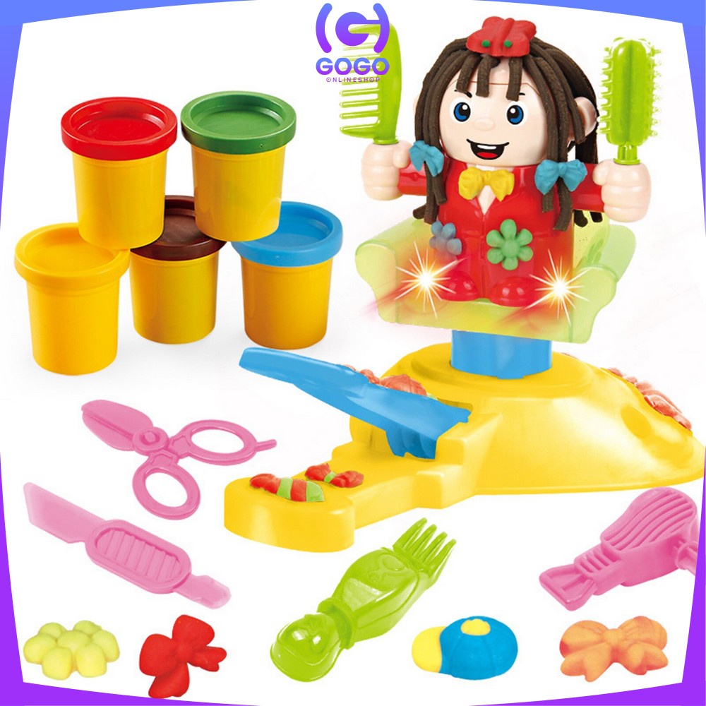 GOGO-M154 Mainan Anak Pangkas Rambut Salon Styling Club Mainan Pretend Play Barbershop Potong Rambut