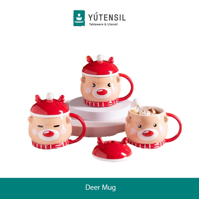 Yutensil Gelas Set Natal / Cangkir Teh Kopi Keramik