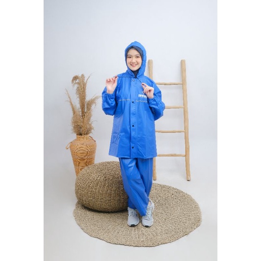 JAS HUJAN RAINCOAT pria wanita setelan celana enstein original bahan pvc tebal anti rembes axio