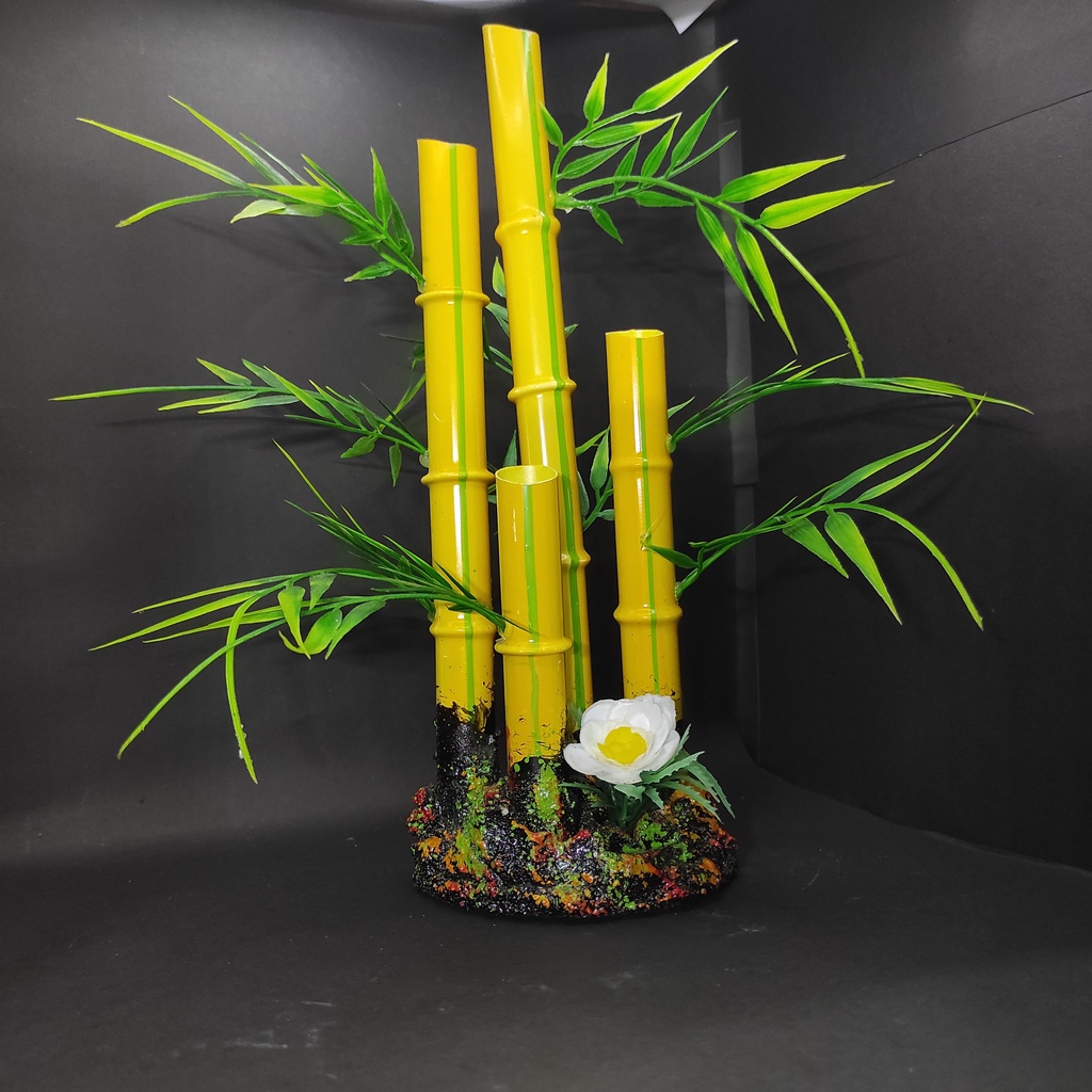 Hiasan aquarium bambu kuning, dekorasi aquarium bambu kuning, bambu kuning panjang, ornamen aquarium