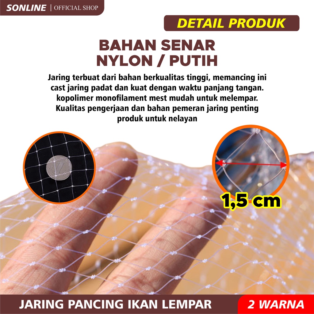 SONLINE  Jala Lempar Penangkap Ikan Udang 4 Model Panjang 10m dengan Piring Bulat Terbaru &amp; Termurah