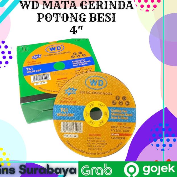 1 kotak isi 20 potong wd besi mata gerinda potong wd isi 20 pcs Ori