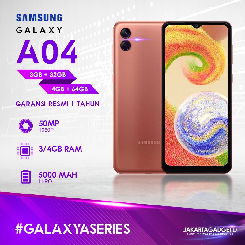 Samsung Galaxy A04 3GB+32GB 4GB+64GB Garansi Resmi Samsung 1 Tahun