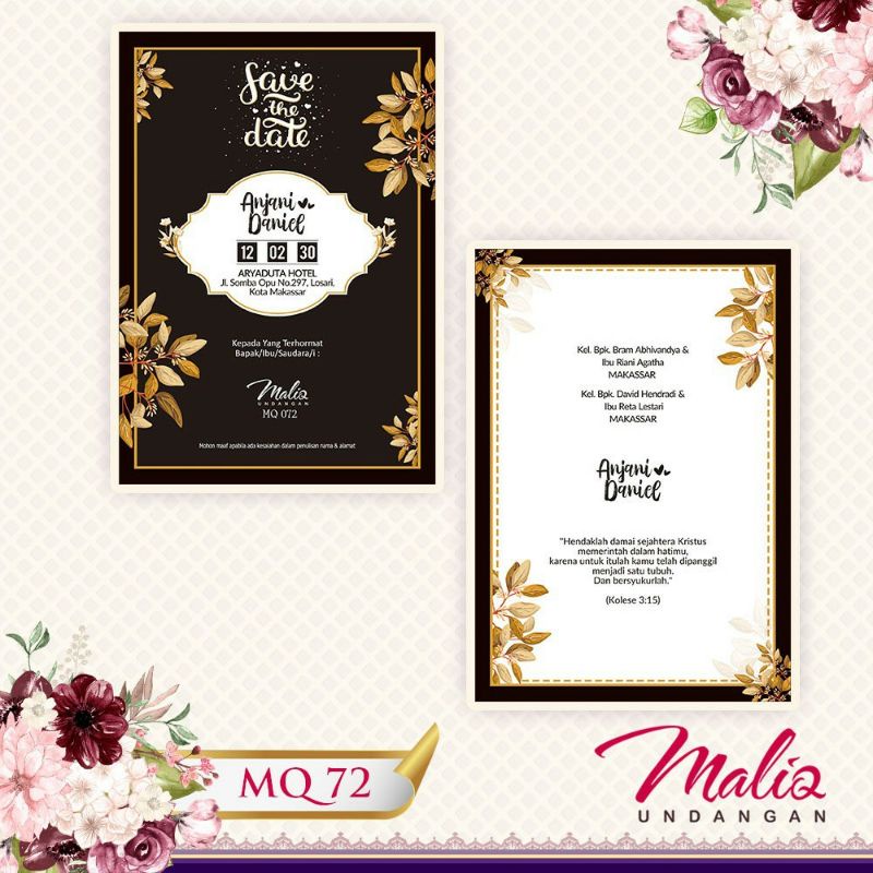 Undangan Pernikahan Maliq 72, Free Plastik OPP & Label Nama