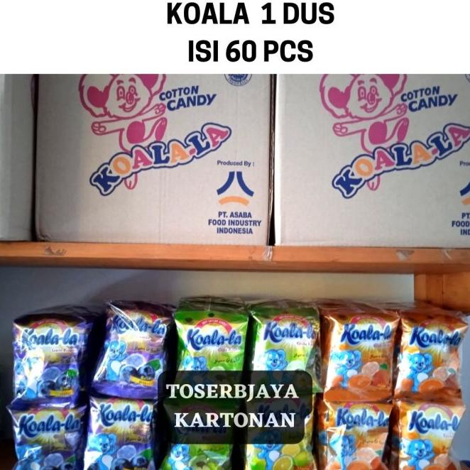 BAYAR DITEMPAT Permen Gula Kapas Koala-La / 1 Karton / isi 60 Pcs / Halal /PERMEN LUNAK/PERMEN VIRAL